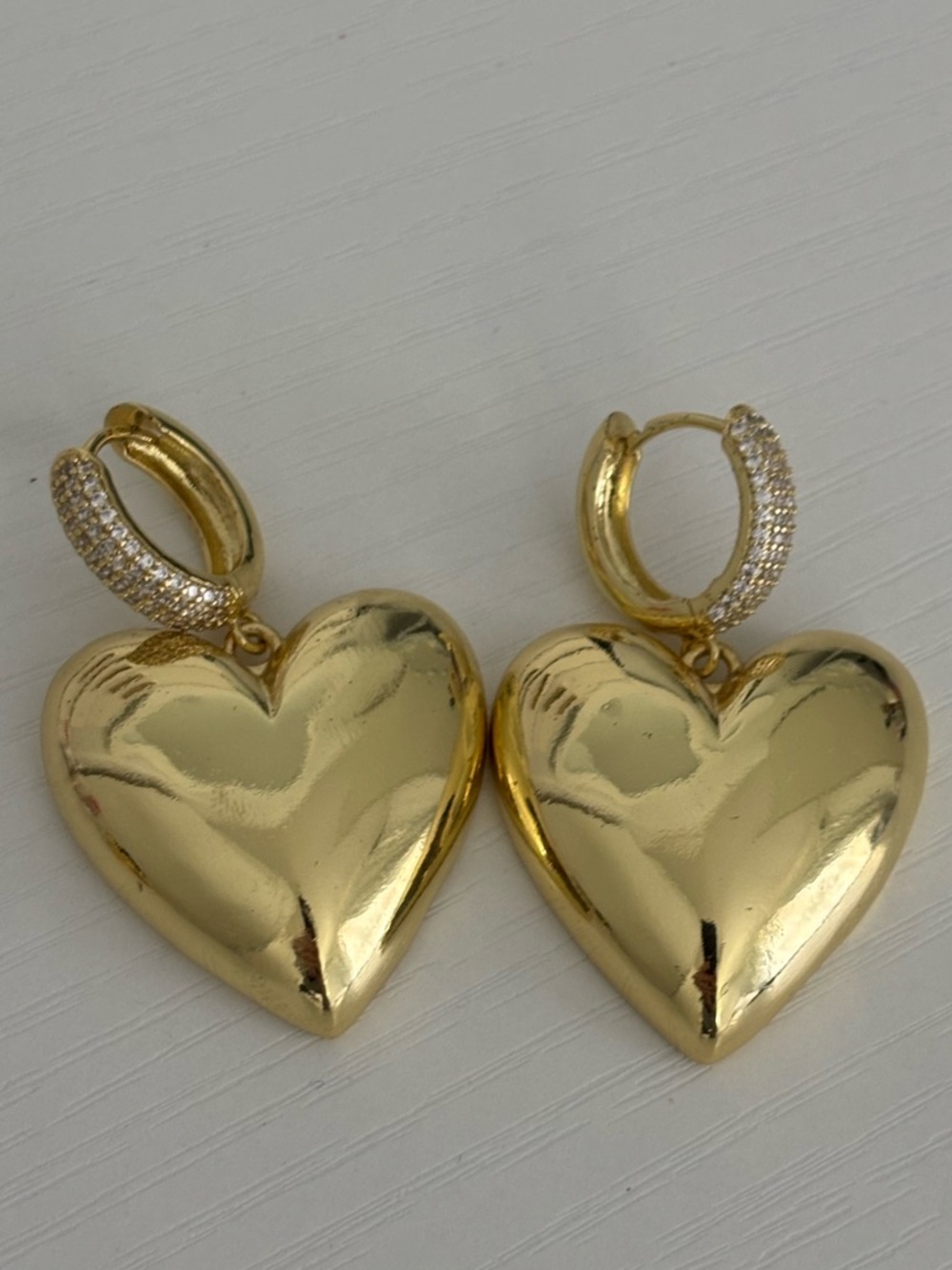 Gold Heart Drop Hoop Earrings - Women's Jewelry